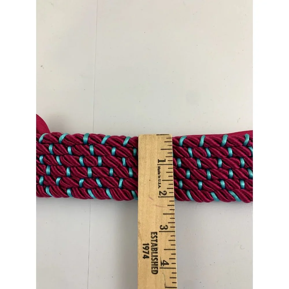 Vintage 90s Statement‎ Belt Burke Deyo Braided Pink Blue Waist Tie Womens Wide